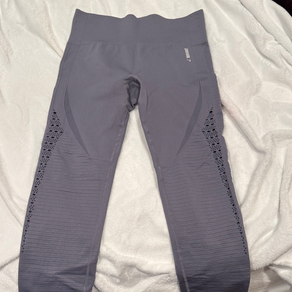 Gymshark Steal Gray Leggings with Mesh Detail